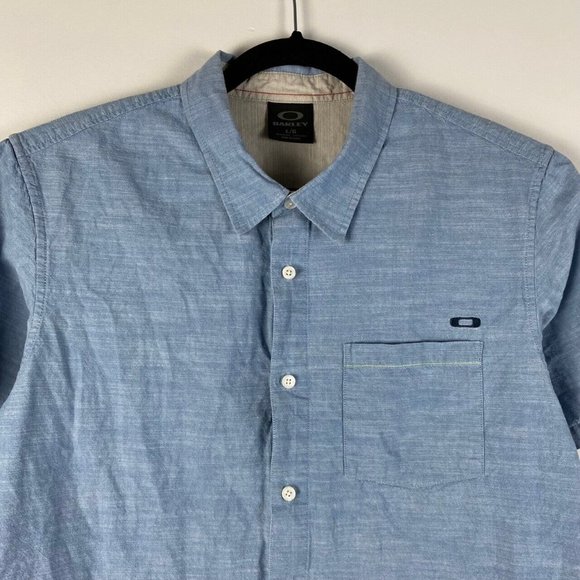 Oakley Light Blue Casual Button Down Shirt - Picture 2 of 9